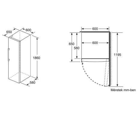 Bosch GSN33VLEP Fagyasztószekrény,E/225L,Nofrost,39 dB,Szél: 60 cm,Mag: 176 cm,Mély: 65 cm
