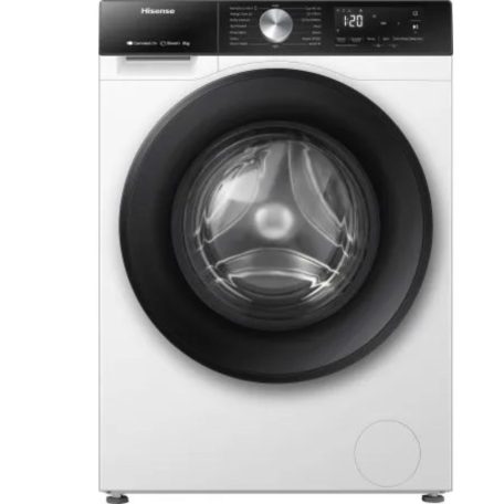 Hisense WF3S8043BW3 Elöltöltős mosógép A Energiaosztály, 8 kg, Normál mélység, 1400 fordulat/perc, Centrifugálási zajszint: 72 dB, Inverter motorral,  Gőzfunkcióval