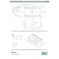   Elleci Best 130 Workstation AUTOMATA K86 Black Kerámia mosogatótálca (LKB13086AUT) Munkalapra szerelhető