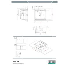   Elleci Best 104 Workstation AUTOMATA K96 White Kerámia mosogatótálca (LKB10496AUT) Munkalapra szerelhető