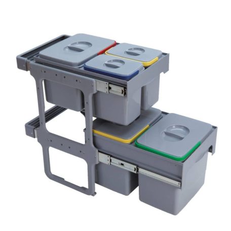 EKOTECH TANDEM SHORT 40 - 1x15 liter + 2x7 liter + 2x12 liter Szelektív hulladékgyűjtő